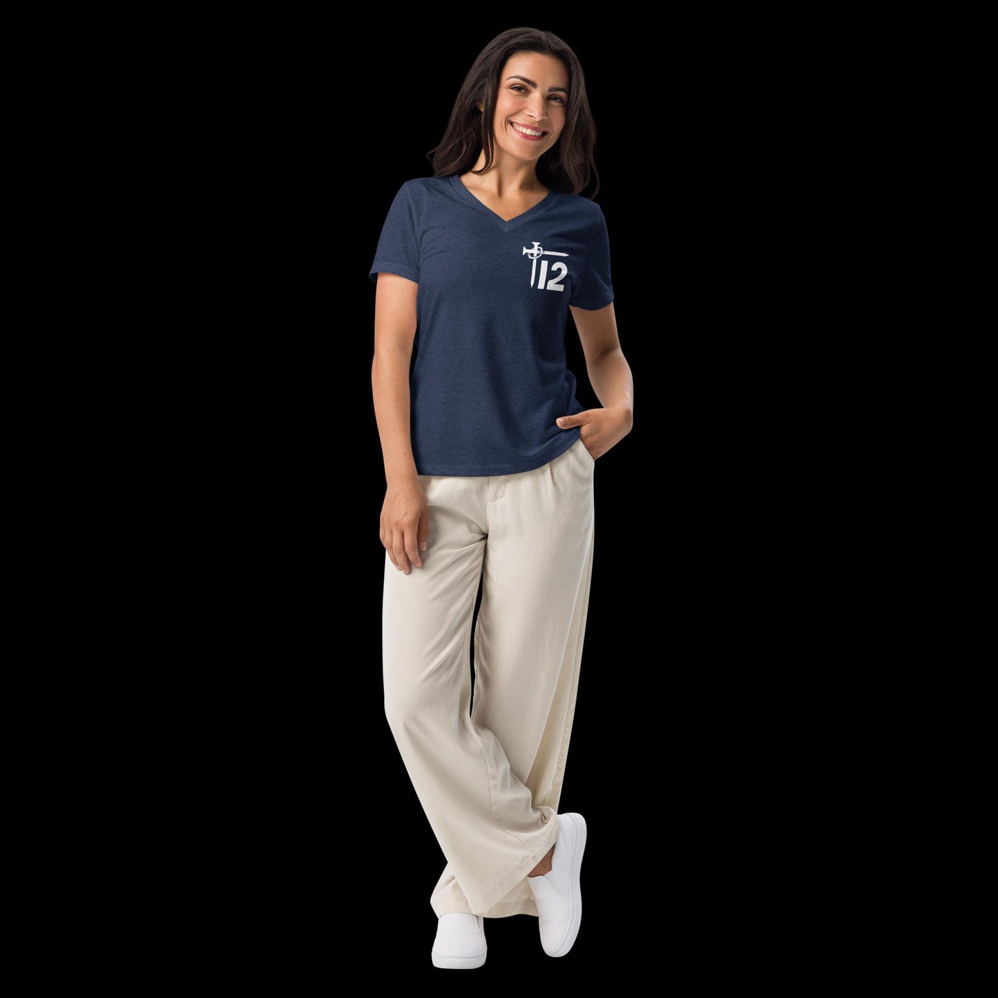 Proverbs 31:25 Women’s relaxed v-neck t-shirt